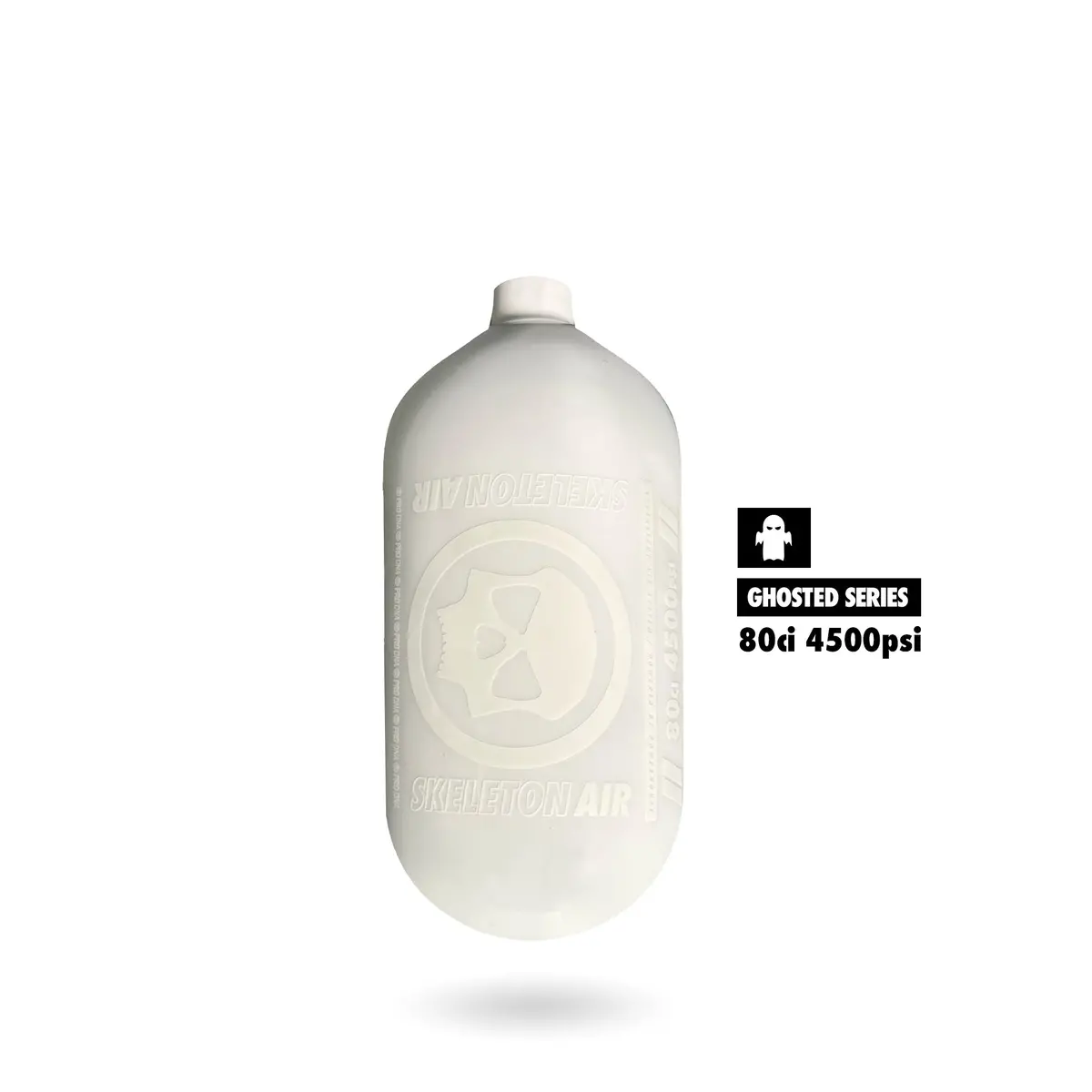Infamous Skeleton Air "Hyperlight" Ghosted Series Paintball Tank Bottle Only - White - 80/4500 Psi 1
