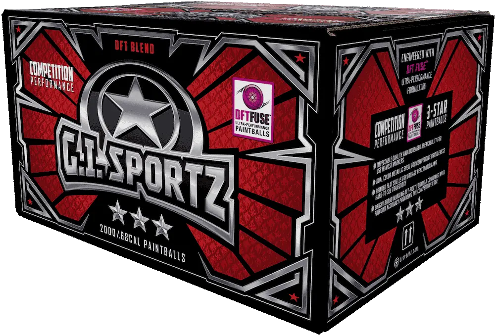 Gi Sportz 3 Star Paintballs - 2000 Paintballs - Magma / Imperial Shell - Orange Fill 1