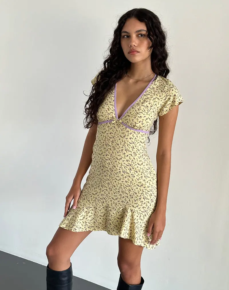 Gysele Mini Dress In Flowing Flower Yellow 1