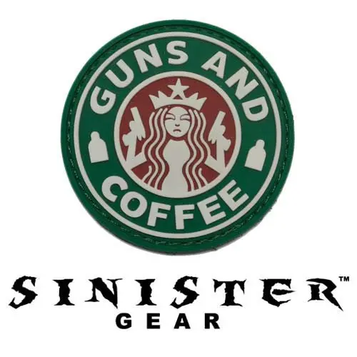 Sinister Gear "Guns And Coffee (Beer)" Pvc Patch - Color 1