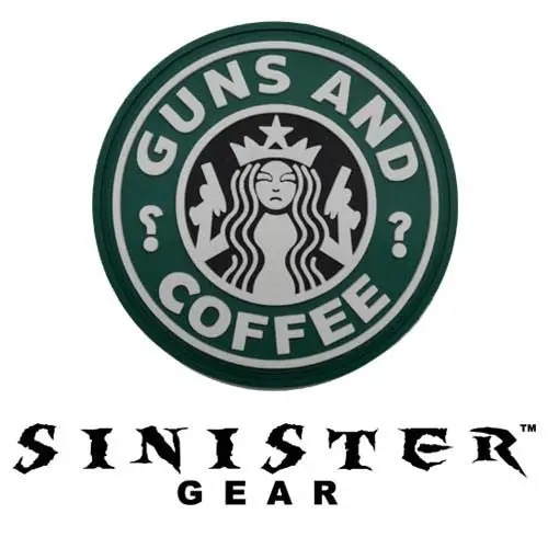 Sinister Gear "Guns And Coffee (Black)" Pvc Patch - Color 1
