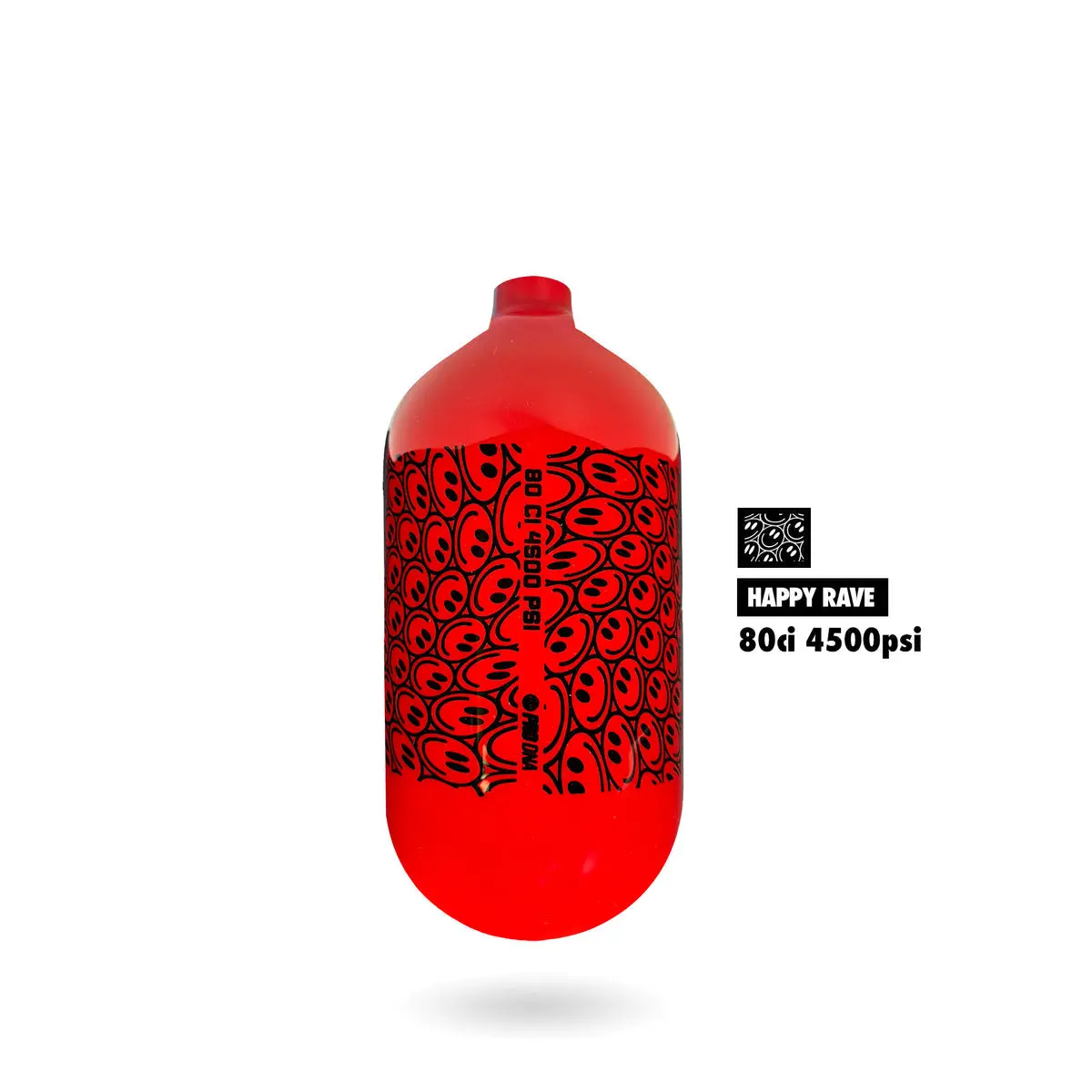 Infamous "Happy Rave" Skeleton Air Hyperlight Paintball Tank Bottle Only - Red/Black - 80Ci / 4500Psi 1