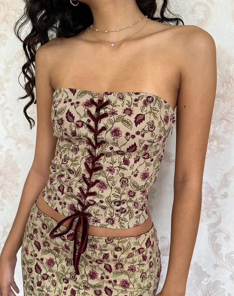 Heska Corset Top In Botanical Taupe 1