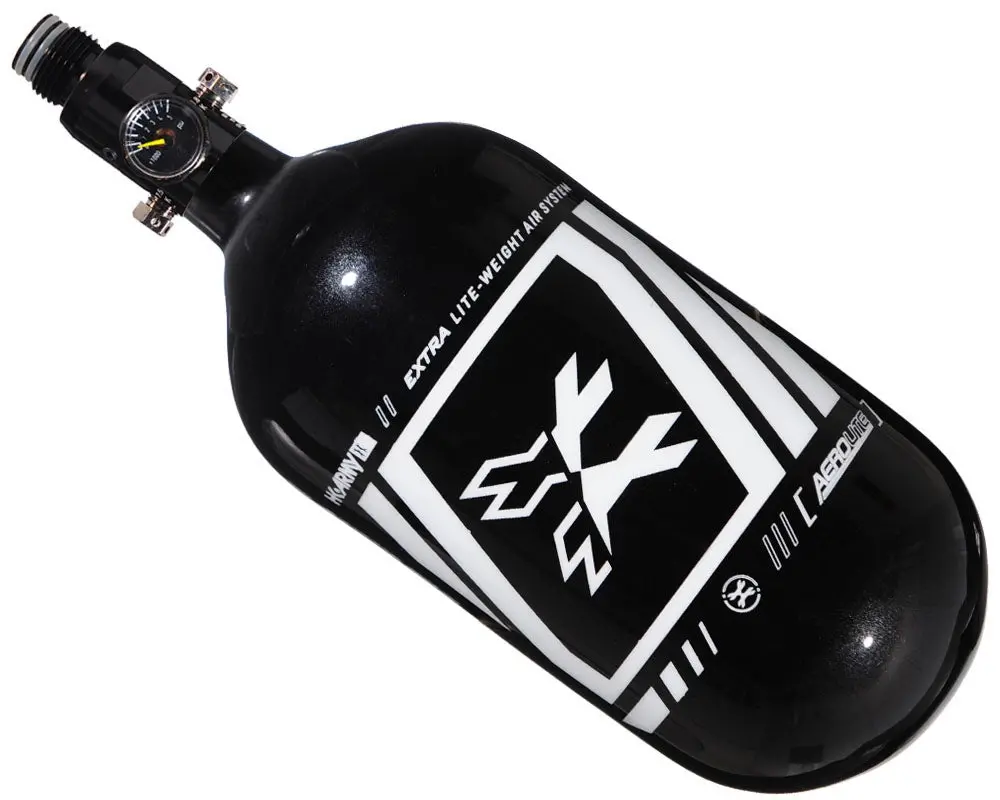 Hk Army "Extra Lite" Carbon Fiber Tank - Standard Reg - Slash - 80/4500 Psi -  Metallic Black/White (Hydro Date 02/2022) 1