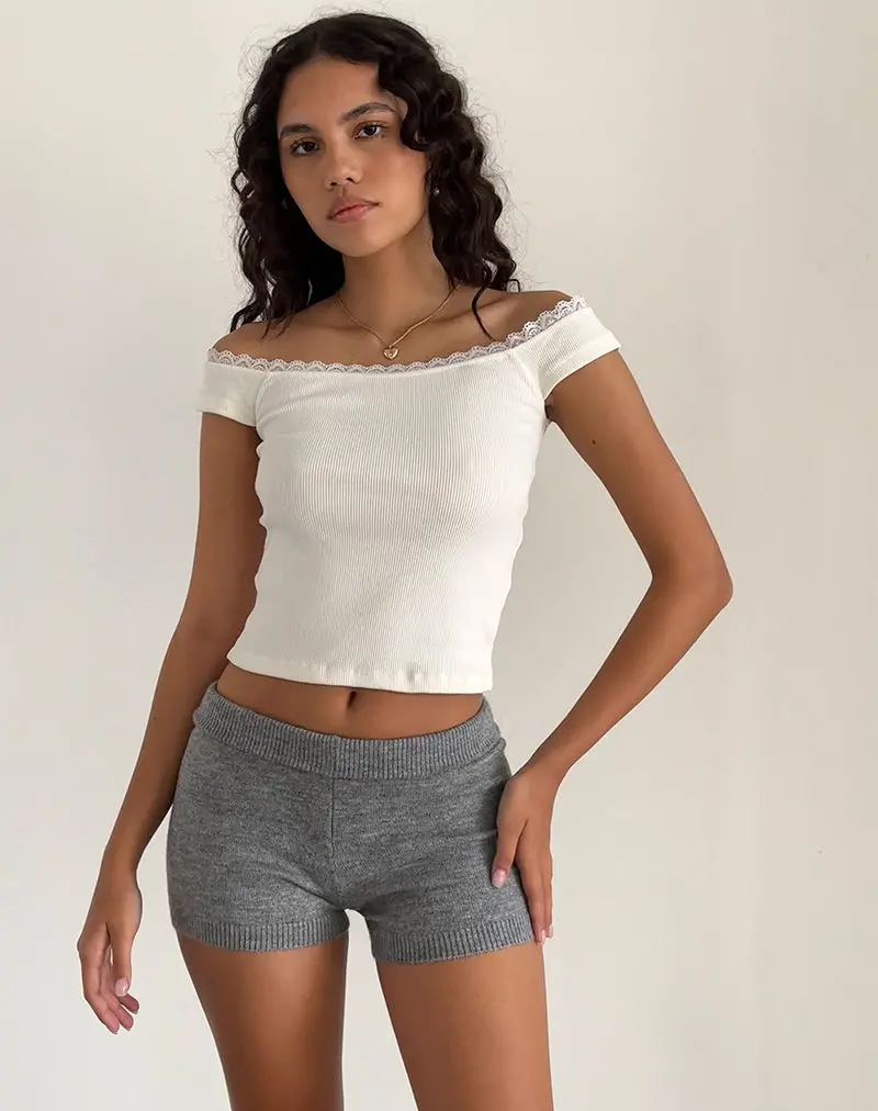 Husan Hot Pants In Knit Grey 1