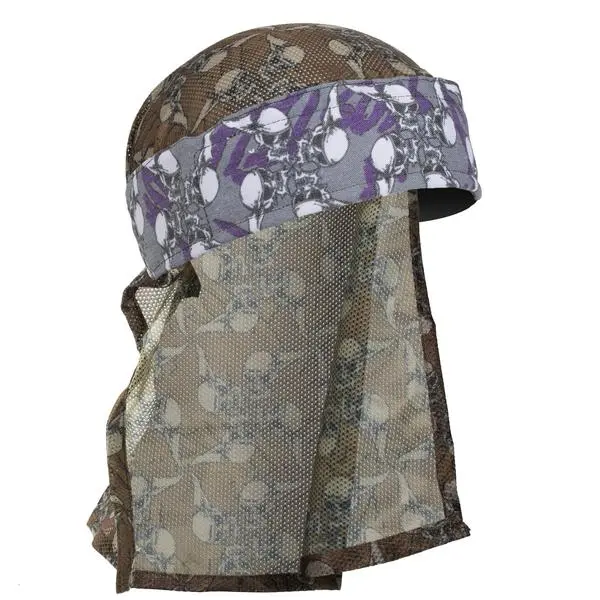 Hk Army Hostilewear Headwrap - Purple Skulls / Tan Skull Mesh 1