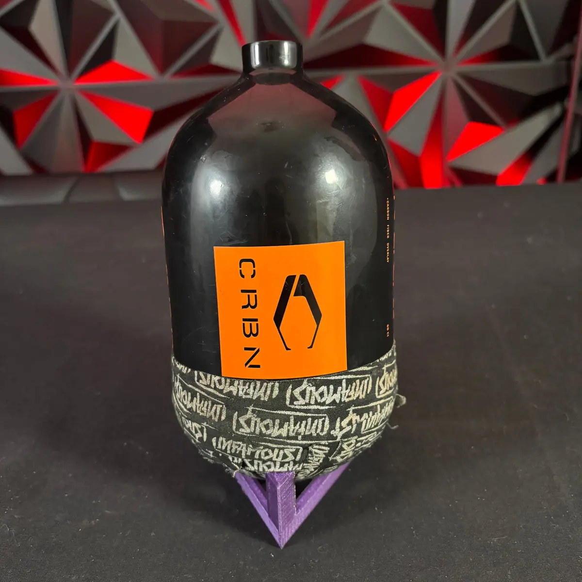Used Carbon 68/4500 Paintball Tank- Black/ Orange 1