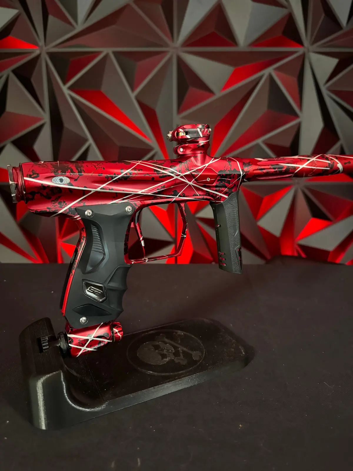 Used Shocker Amp Paintball Gun - Le Red Acid Wash Silver Splash 1