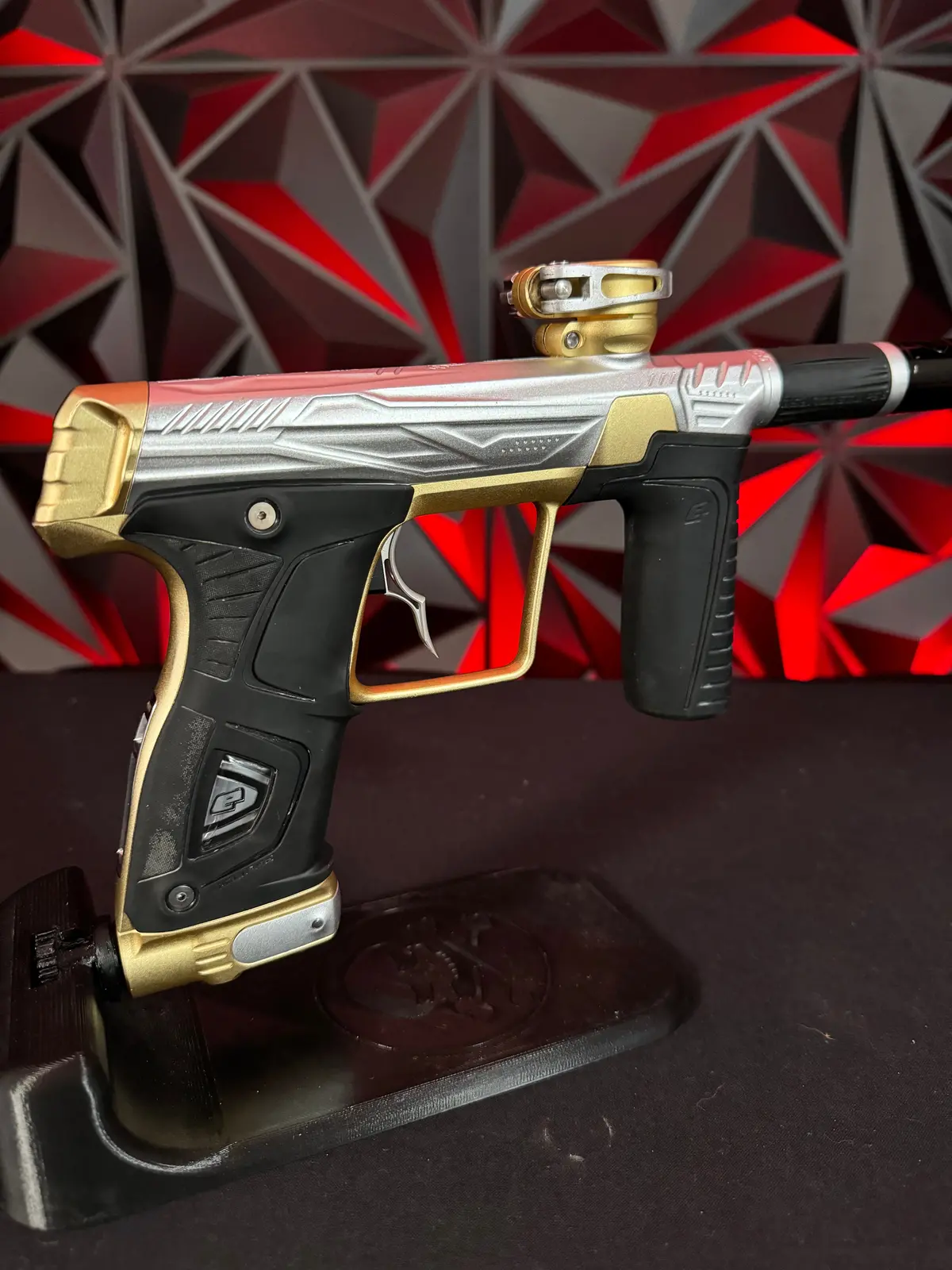 Used Hk Army Gtek 170R Paintball Gun - Silver/Gold W/4 Fl Backs And Infamous Deuce Trigger 1