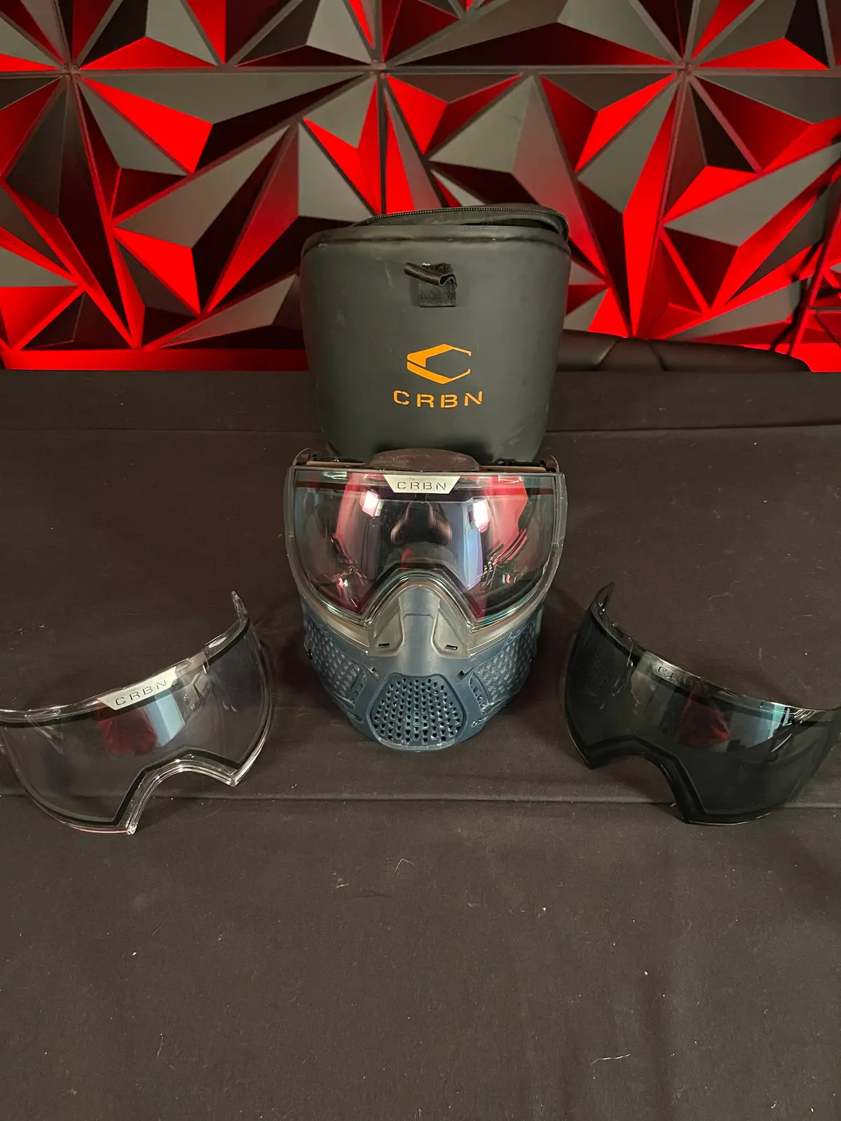 Used Carbon Zero Sld More Coverage Paintball Mask - Navy W/ 3 Lenses & Storm Fan 1