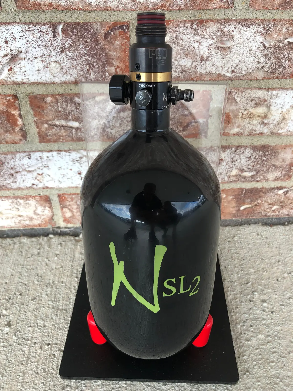 Used Ninja Sl2 68/4500 Paintball Tank W/ Prov2 - Black W/ Lime 1
