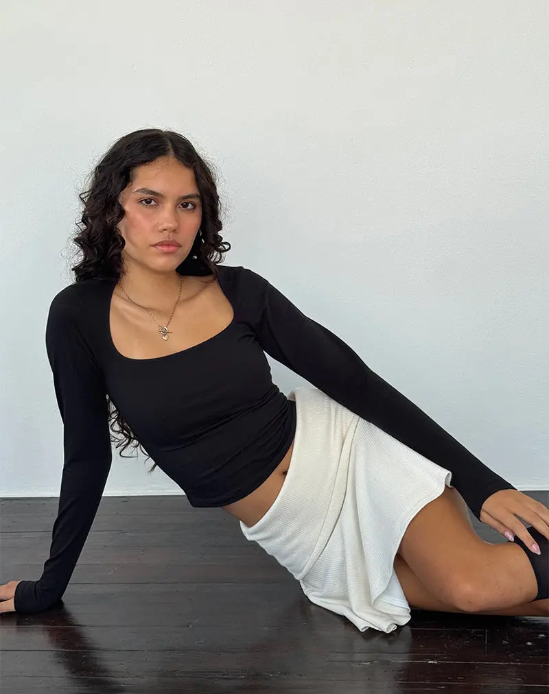 Jansu Lycra Long Sleeve Top In Black 1