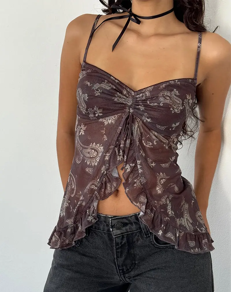 Jaraga Butterfly Top In Tonal Black Paisley 1
