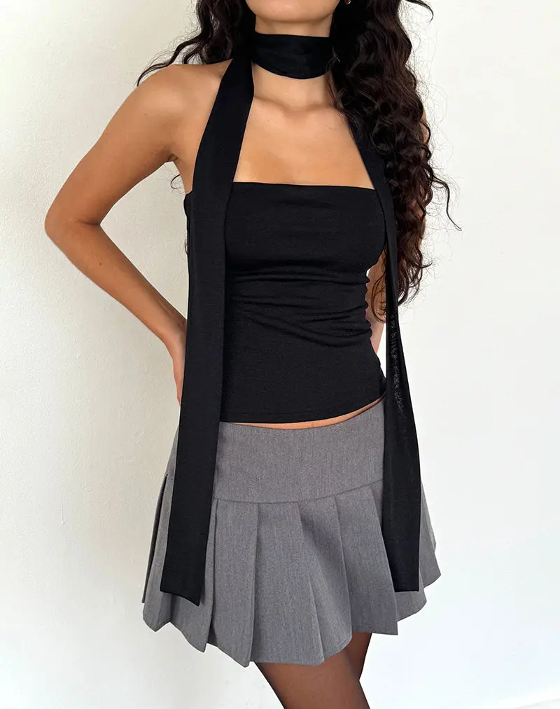 Jeldia Bandeau Top And Scarf Set In Black Shimmer 1