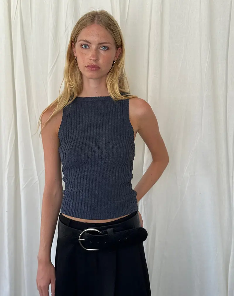Jiselle Knitted Tank Top In Dark Charcoal 1