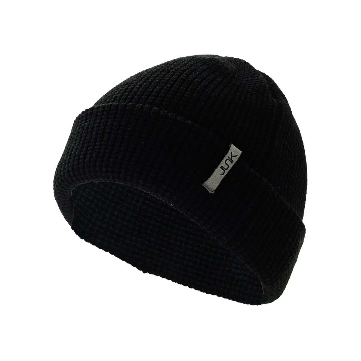 Black Waffle Knit Beanie 1