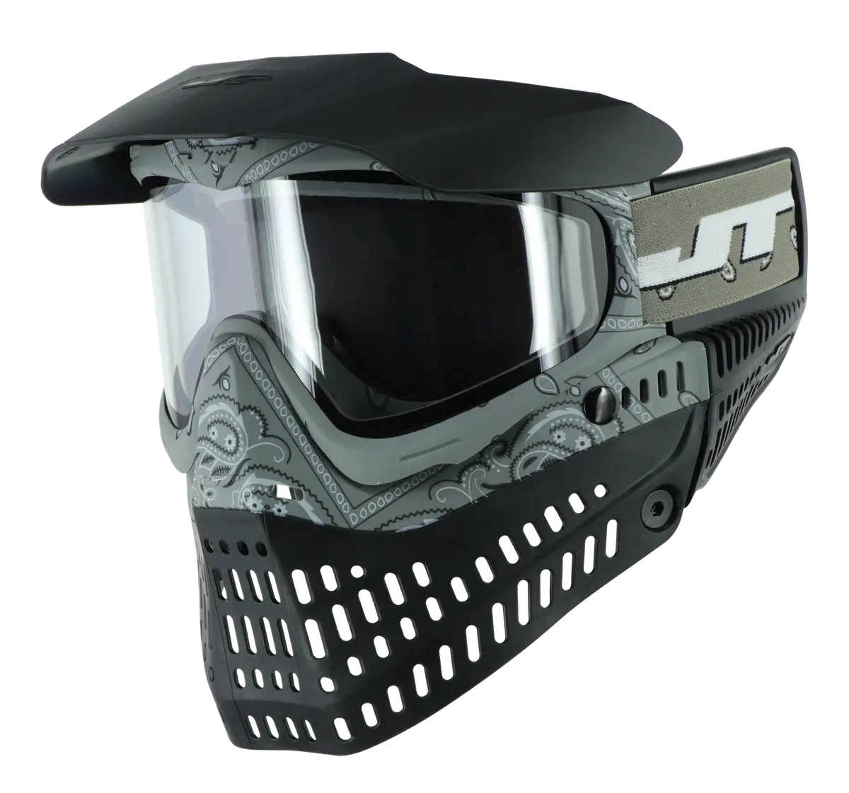 Jt Proflex Paintball Mask - Le Bandana Series - Grey W/ Clear & Smoke Lens 1