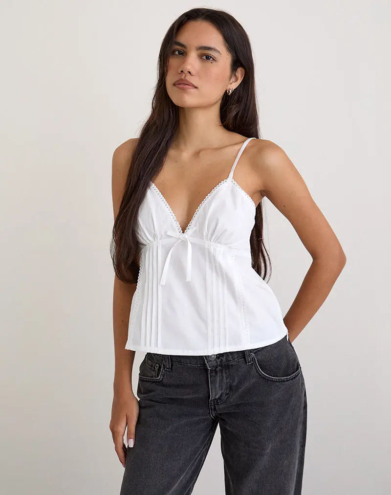 Jepuni Cami Top In White Poplin 1