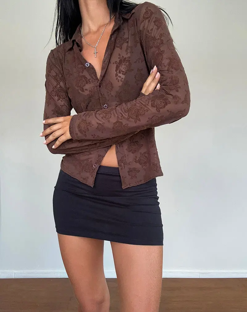 Kenila Romantic Rose Shirt In Flock Brown 1