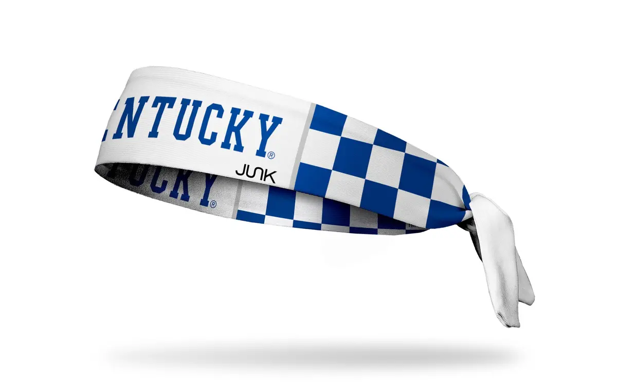 University Of Kentucky: Checkered White Flex Tie Headband 1