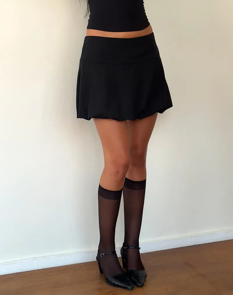 Keshi Puff Ball Mini Skirt In Black 1