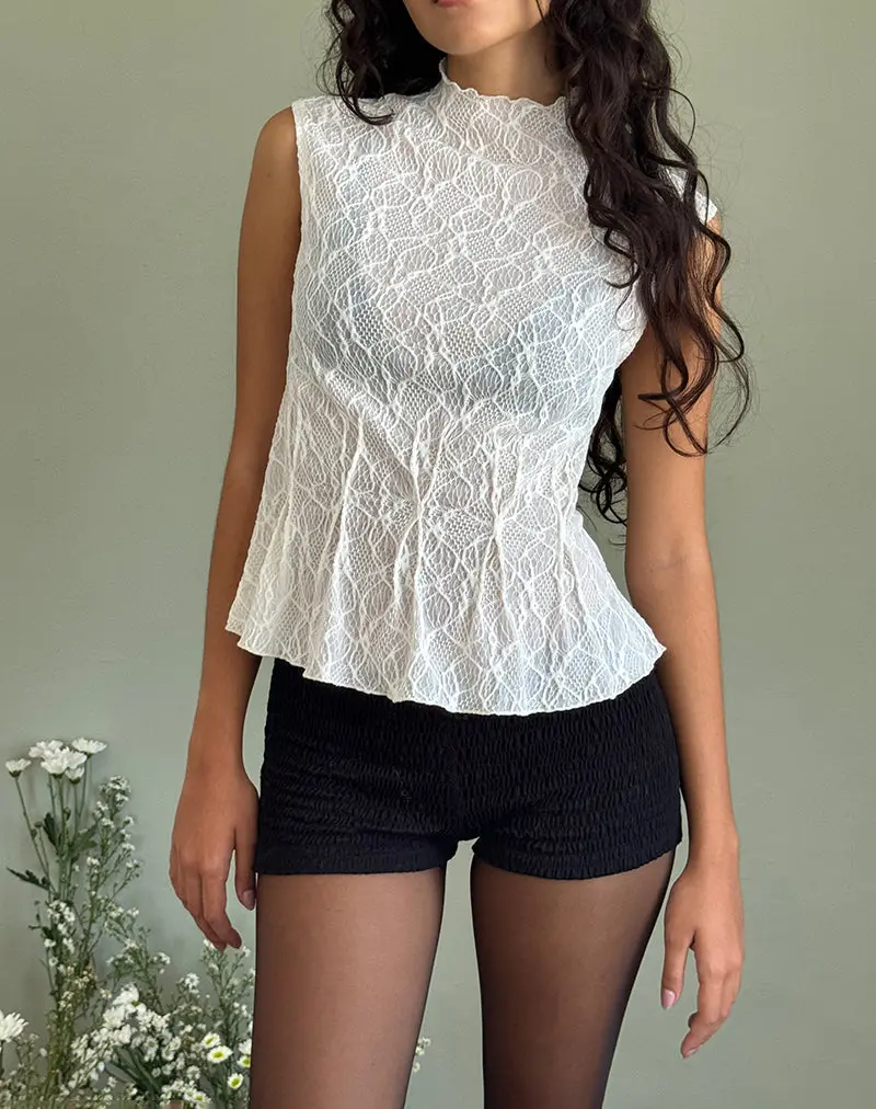 Kimbra Sleeveless Top In Crinkle Ivory 1