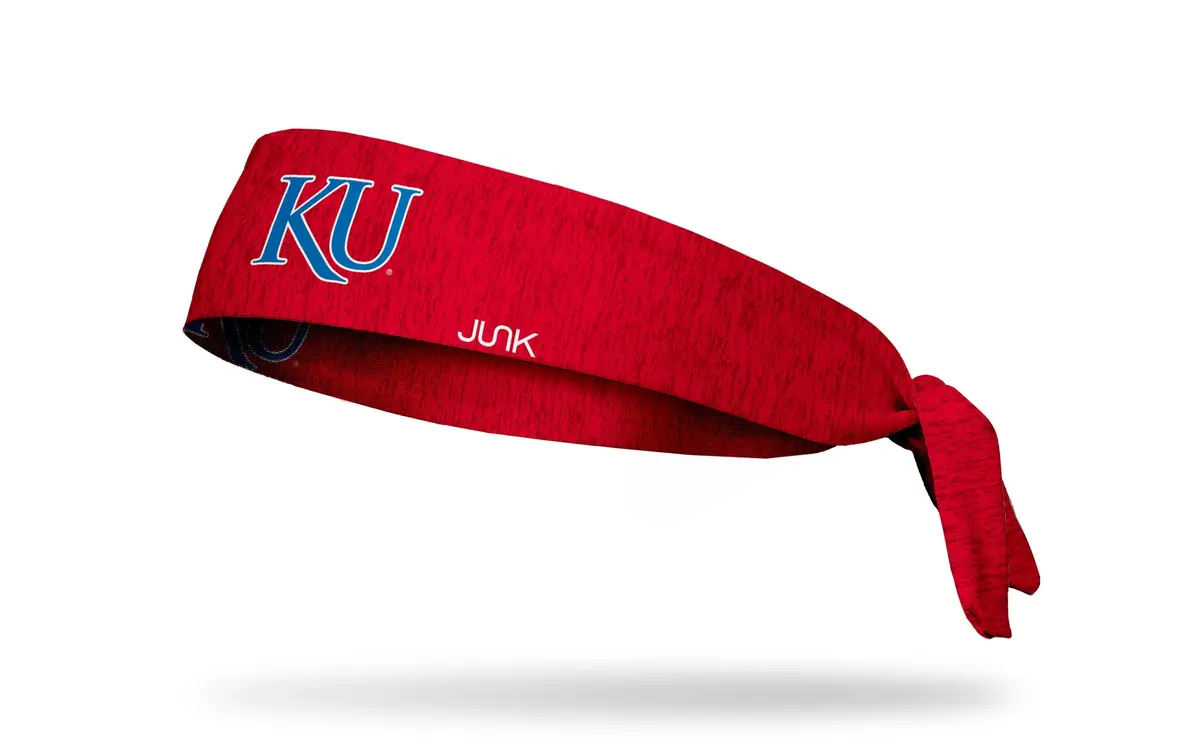 University Of Kansas: Ku Heathered Red Flex Tie Headband 1