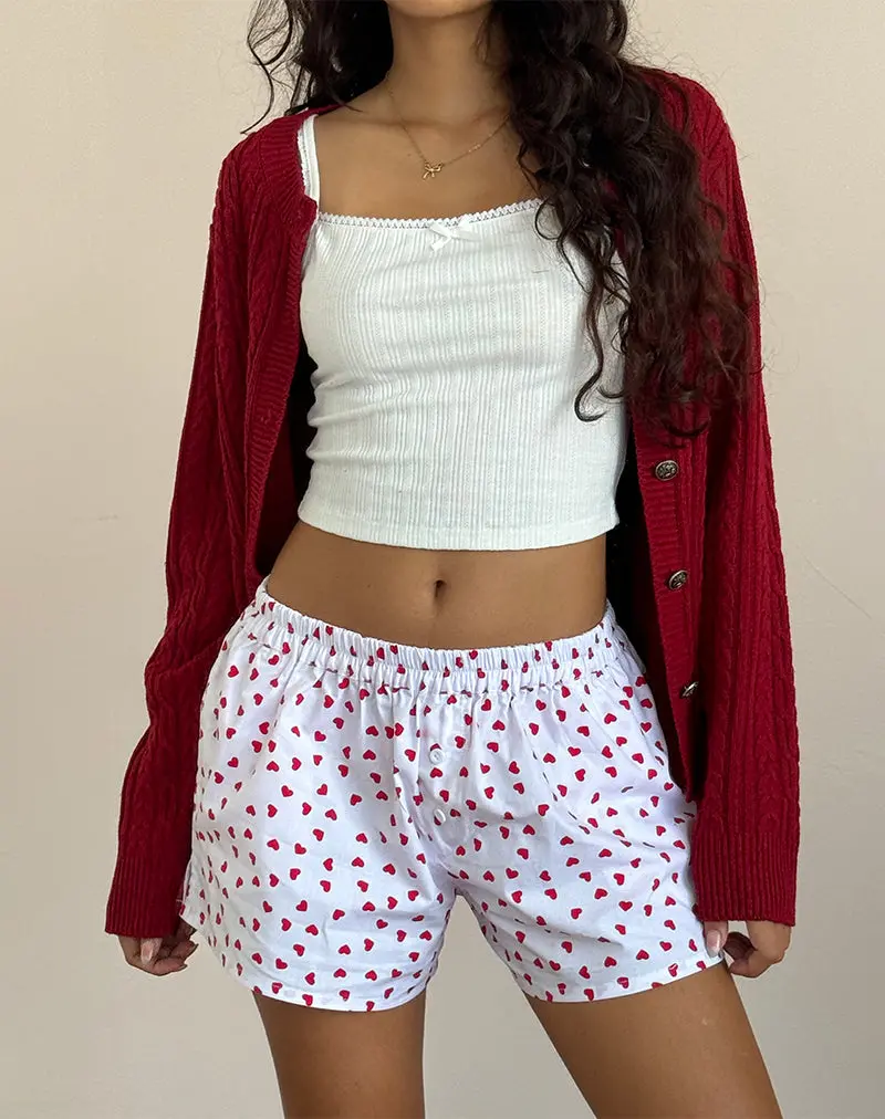 Laboxe Boxer Shorts In White Red Hearts 1