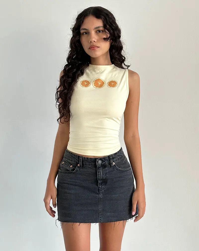 Leen Tank Top In Buttermilk Oranges 1