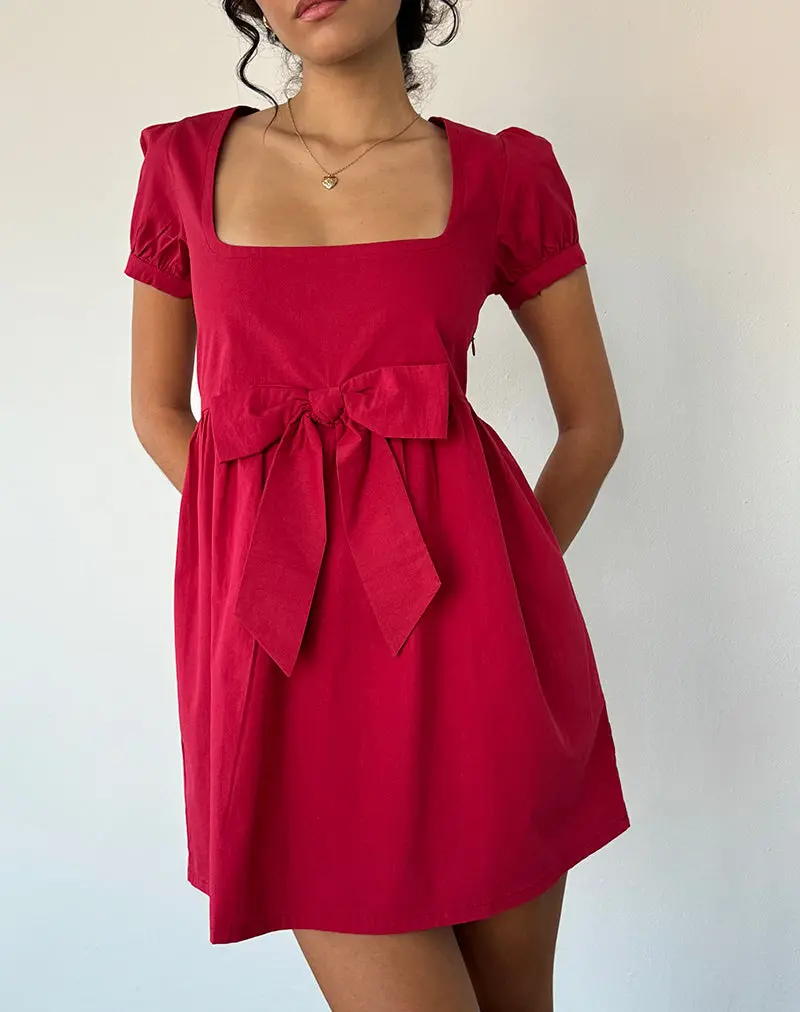 Leshiana Mini Dress In Poplin Adrenaline Red 1