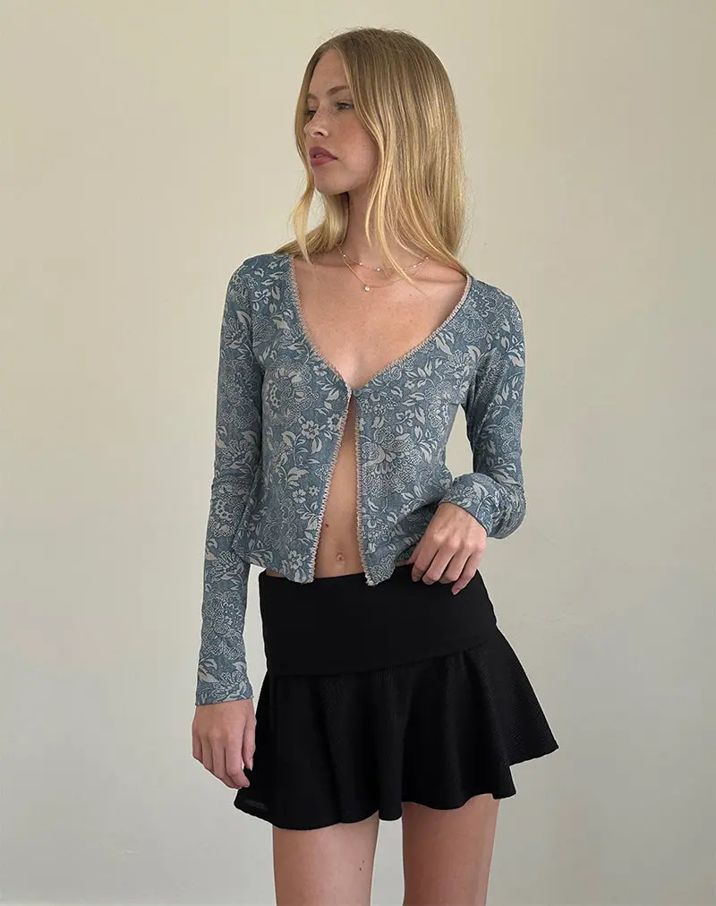 Libby Cardi In Blue Ornate Print Lycra 1