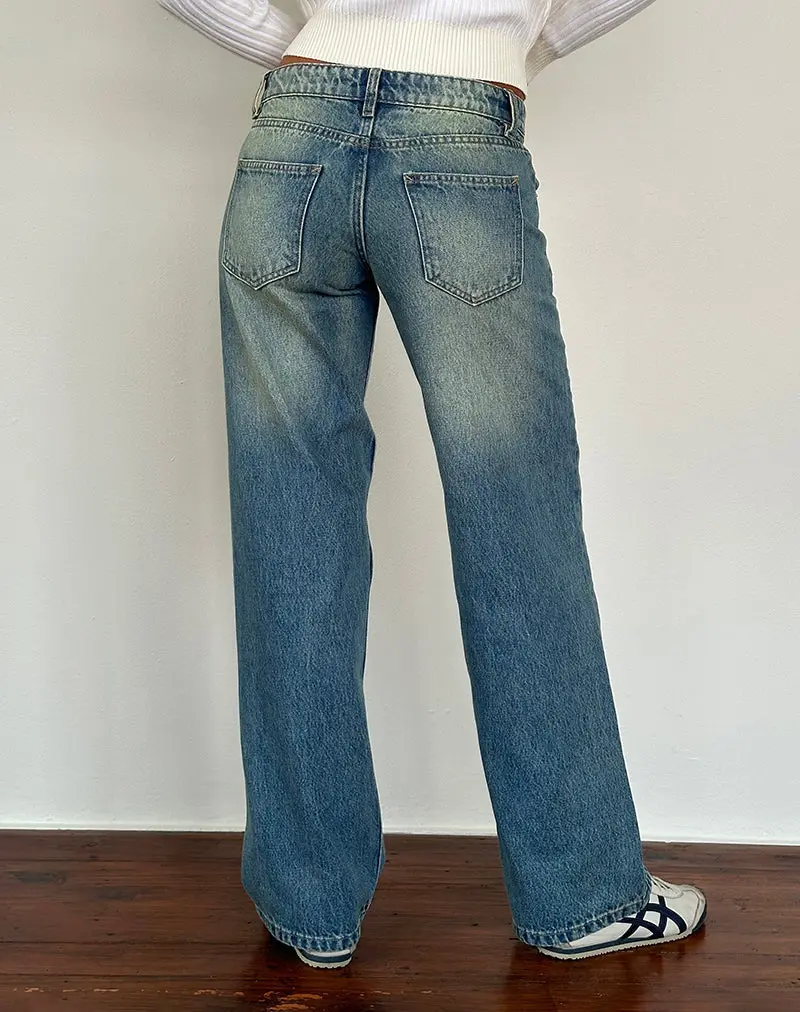 Low Rise Parallel Jeans In Sea Green 2