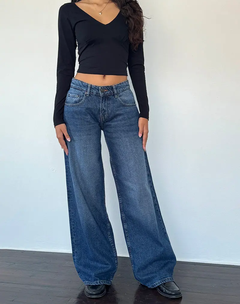 Roomy Extra Wide Low Rise Jean In College Blue 1