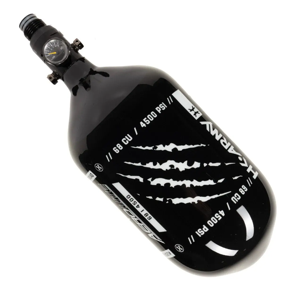 Hk Army Aerolite "Extra Lite" Leopard King Paintball Tank W/ Standard Reg - 68Ci / 4500Psi - Black / White 1