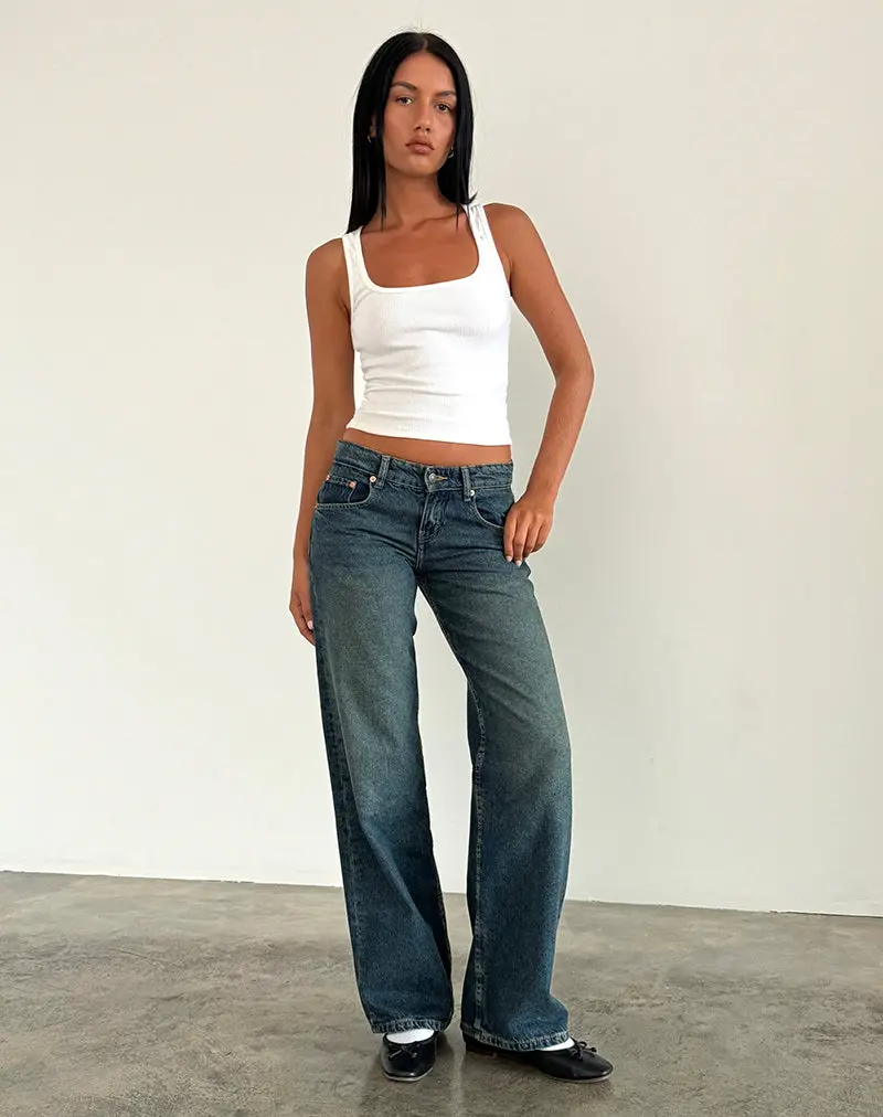Low Rise Parallel Jeans In Bright Blue 1