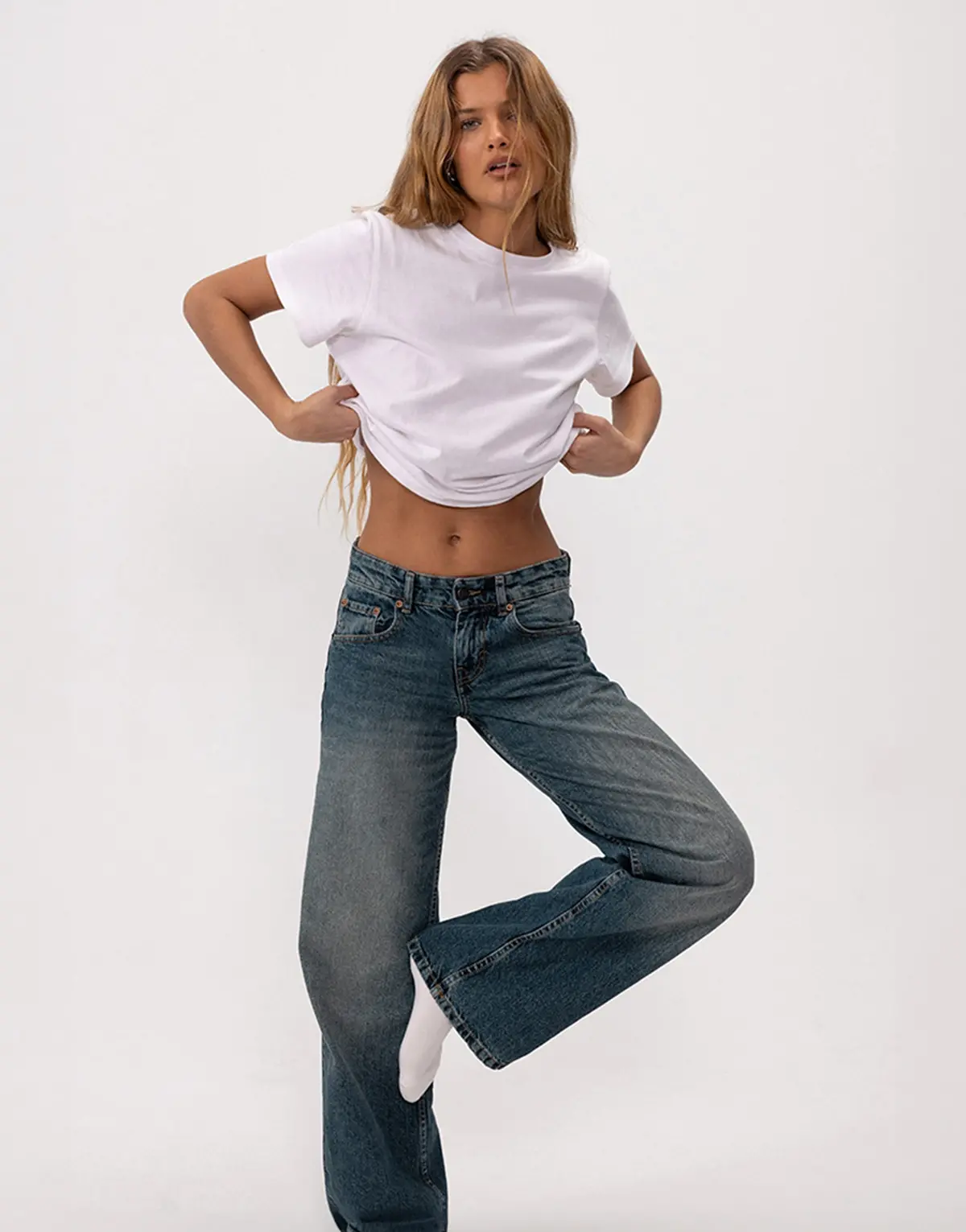 Low Rise Parallel Jeans In Steel Blue 2