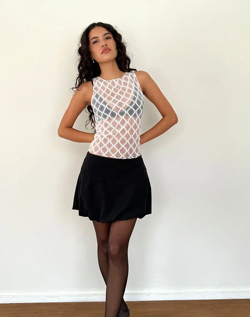 Maloe Lace Patterned Tank Top In White 1
