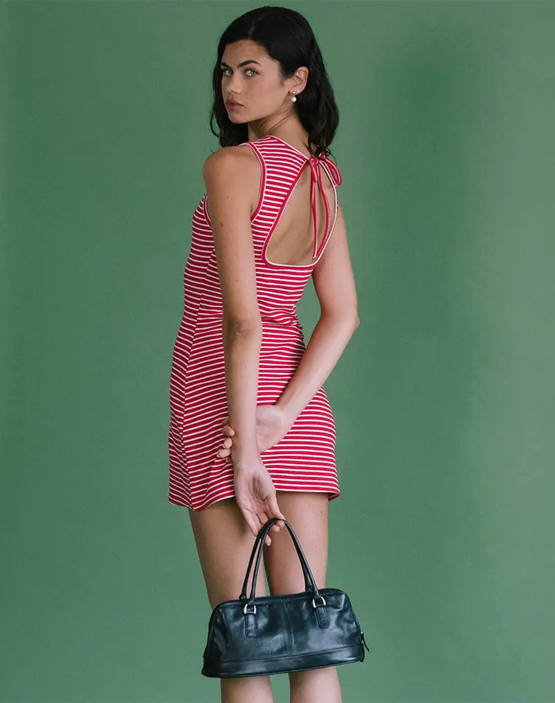 Masha Mini Dress In Red And White Stripe Jersey 1