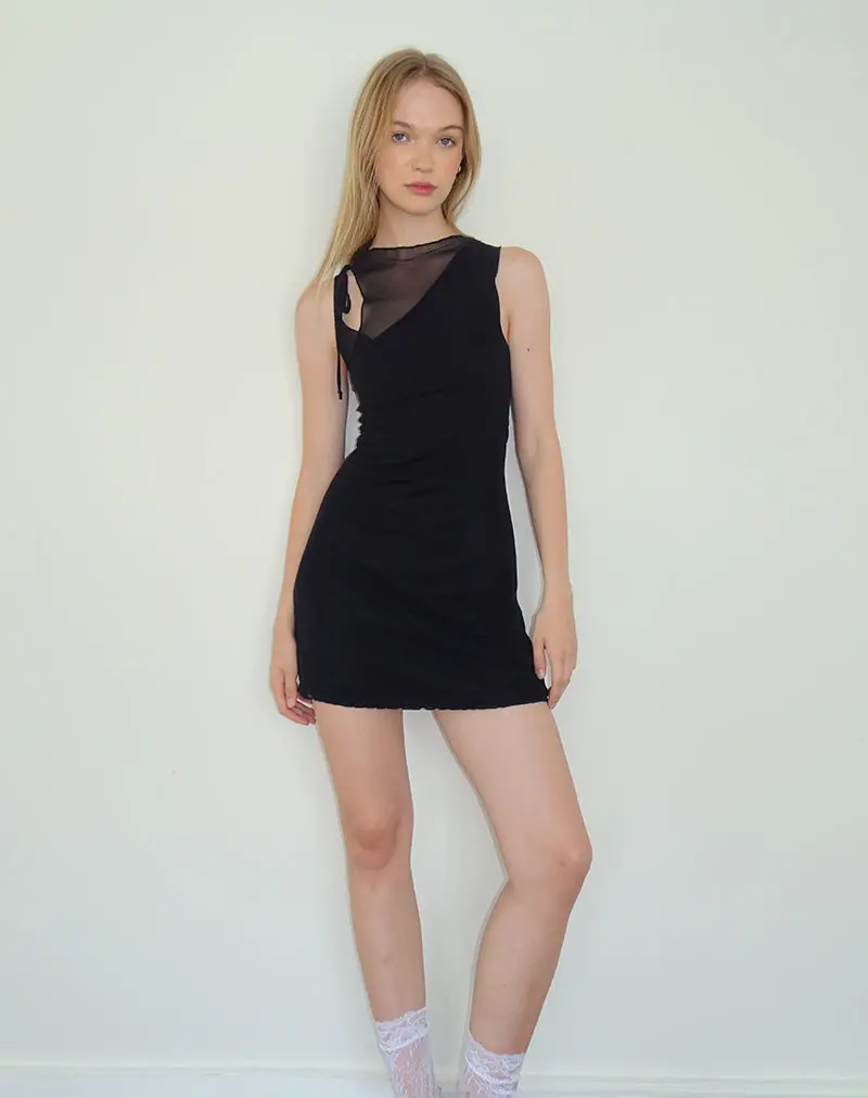 Masita Asymmetric Mini Dress In Black 1