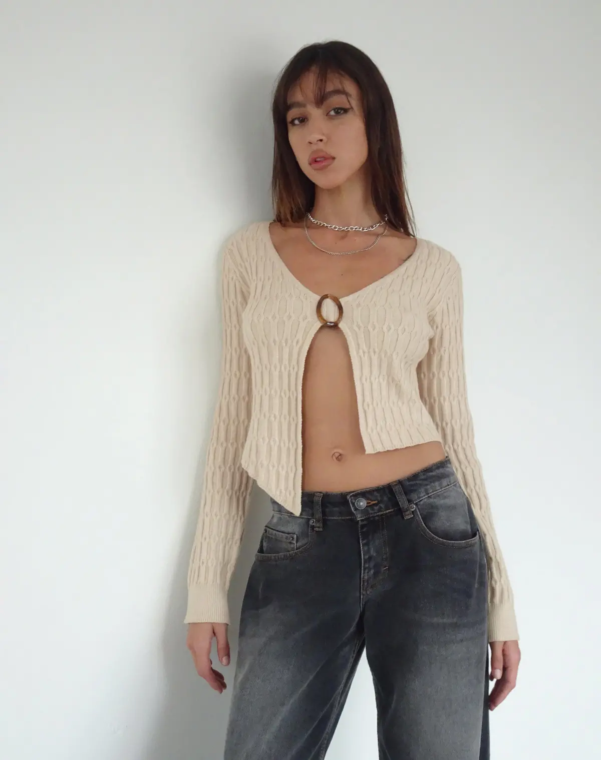 Mohara Long Sleeve Butterfly Top In Neutral Knit 1