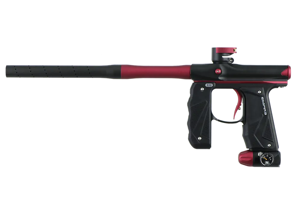 Empire Paintball Mini Gs Marker W/ 2 Piece Barrel - Dust Black/Red 1