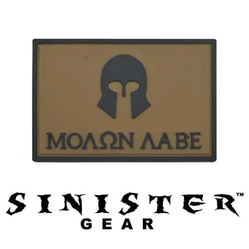Sinister Gear "Molon Labe (Come And Take)" Pvc Patch - Brown 1