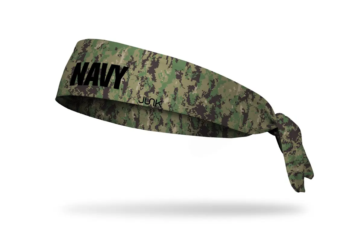 Navy: Wordmark Camo Flex Tie Headband 1