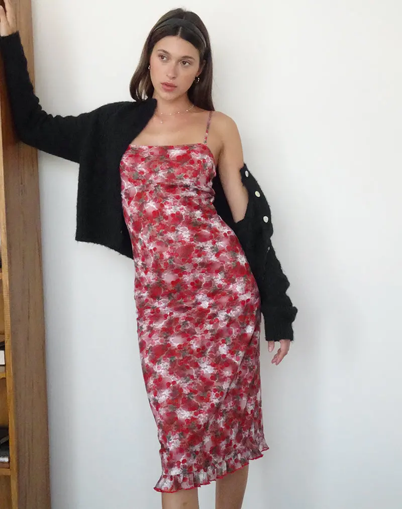 Nawari Midi Dress In Printed Lace Cherry 1