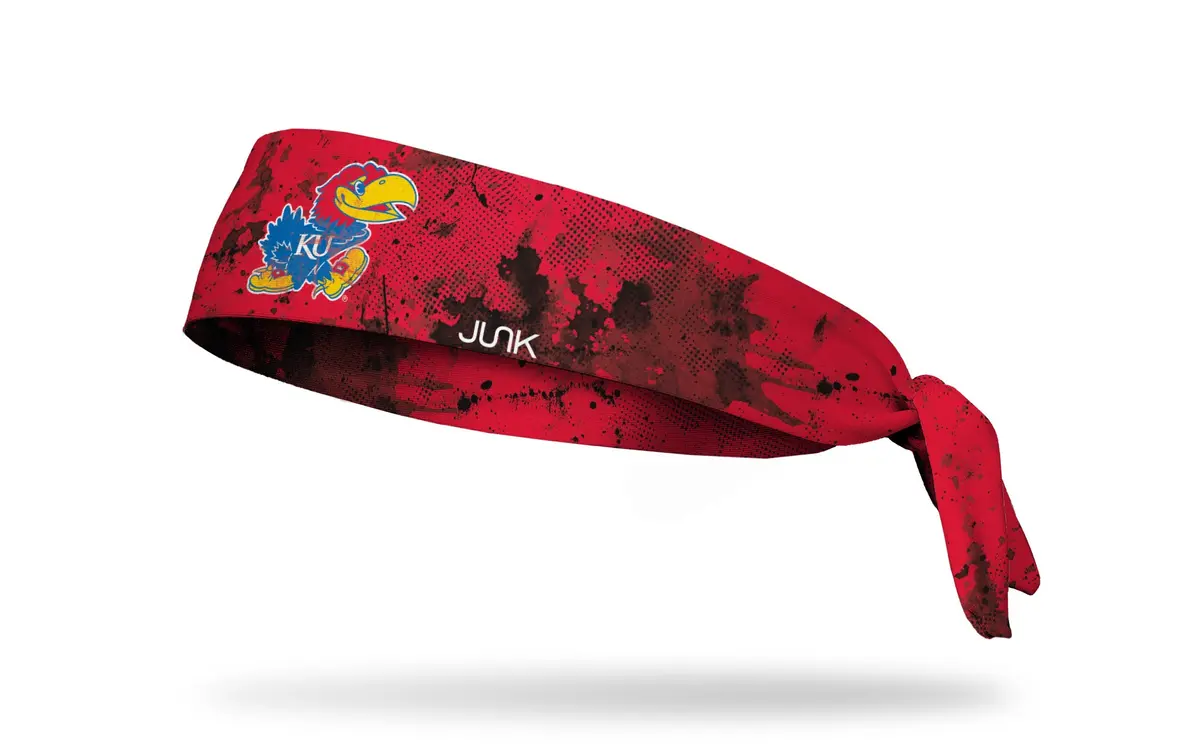 University Of Kansas: Grunge Red Flex Tie Headband 1