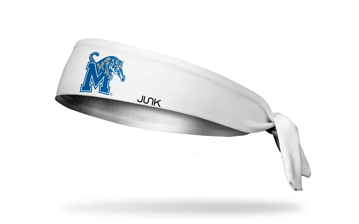 University Of Memphis: Logo White Flex Tie Headband 1