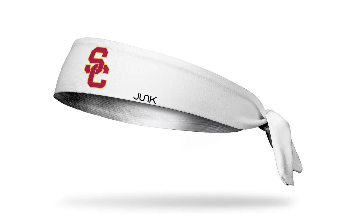 Usc: Logo White Flex Tie Headband 1