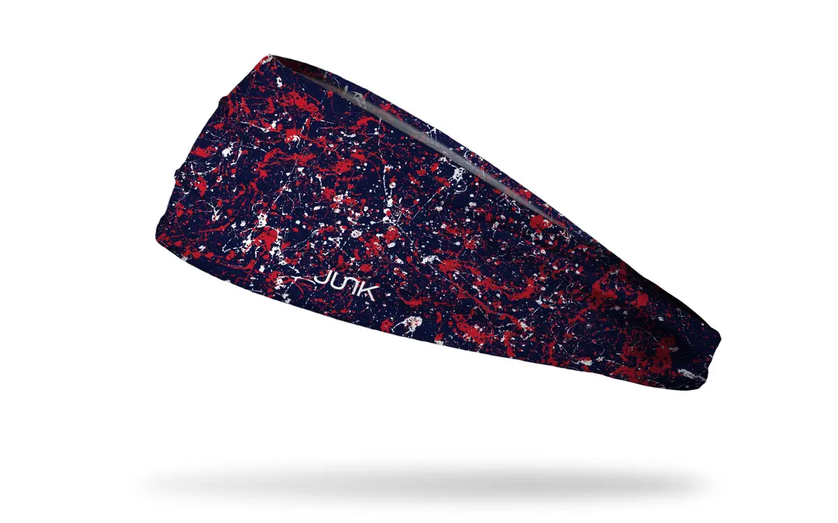 Deep Steel Blue Red Splatter Big Bang Lite Headband 1