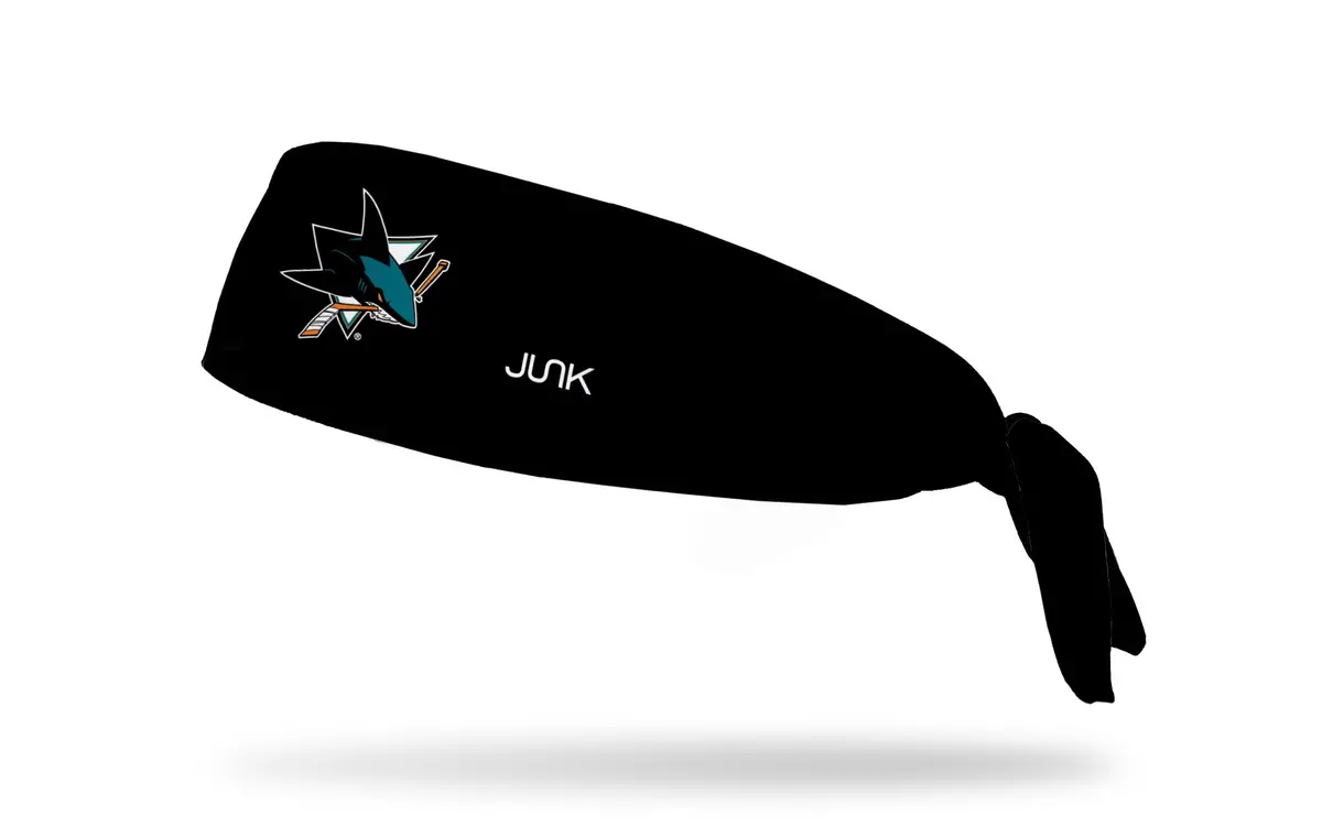 San Jose Sharks: Logo Black Flex Tie Headband 1