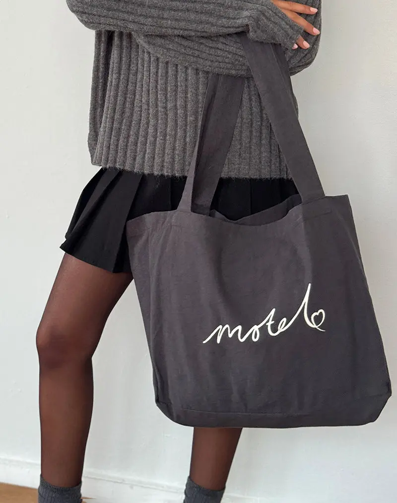Nola Totebag In Beluga With Motel Print 1
